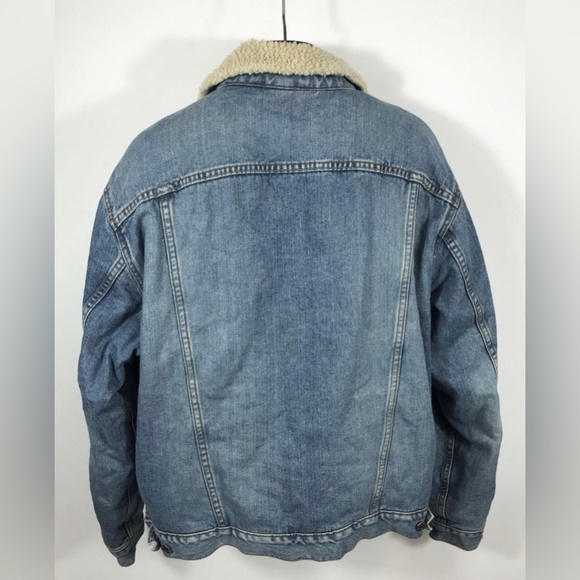 LEVIS Premium Sherpa Lined Blue Denim Jacket 70520 Large - Picture 2 of 3